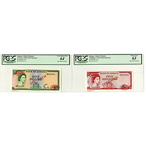Jamaica. Lot of 2 Specimen notes. Both are ... 