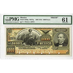 Mexico, 1889, 1000 Pesos, Ser. A, ... 
