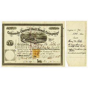 Colorado (Inc. in Boston), 1872, 100 Shares, ... 