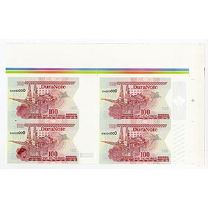 New York and Canada, uncut block of 4 notes, ... 