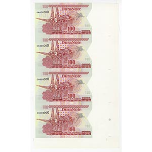 New York and Canada, uncut strip of 4 notes, ... 