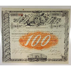 Salto, Uruguay, 1872, I/U, 100 Pesos = 1 ... 