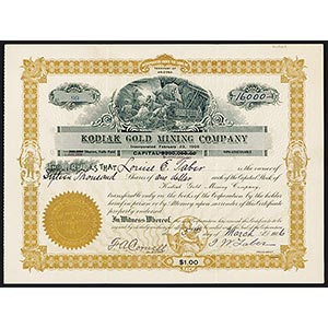 Alaska, 1906,  16,000 Shares (of $1 ea.), ... 